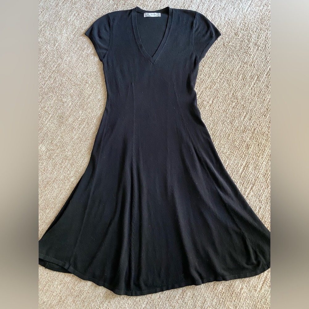 Zara black A-line midi dress